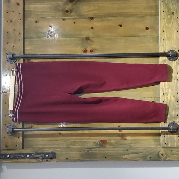 ST JOHN CASHMERE KNIT  CASUAL PANTS MAROON W STRIPE WAIST MEDIUM - Picture 4 of 12